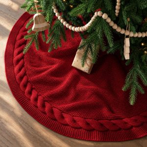Knit Christmas Tree Skirts, Neutral Tree Skirt, Cozy Christmas Decorations