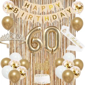 Trgowaul Champagne Gold 60th Birthday Decorations for Women