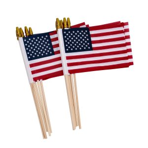 12 Pack Small American Flags on Stick Small US Flags/Mini American Flags for Outside 4x6 Inch American Hand Held Stick Flags with Kid-Safe Spear Top, Patriotic Veterans Day Decorations, 4th of July Decorations
