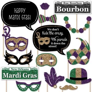 Mardi Gras New Orleans Photo Booth Prop Kit, DIY Cardstock Props - 20pc