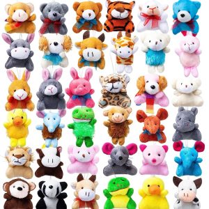 JOYIN 36 Pack Mini Animal Plush Toy Assortment (36 Units 2"-3" ),Bulk Stuffed Animals Party Favors for Kids, Small Animals Plush Keychain Decoration, Carnival Prizes, Birthday Treasure Box Toys