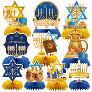 DTOFOOT Hanukkah Table Decorations, 10Pcs Chanukkah Honeycomb Centerpieces