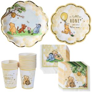 Kate Aspen Honey Bear 78-Piece Winnie Baby Shower Plates and Cups and Napkins…
