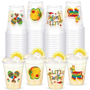 Yaomiao 50 Pcs Fiesta Cups Plastic Mexican Cups Bulk, 12 oz