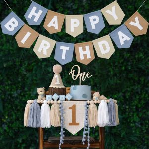 DCJHFJ First Birthday Decorations for Boy Happy Birthday High Chair Banner