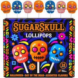 Halloween Sugar Skull Candy Lollipops, 24 Pack