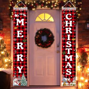 Christmas Decorations Merry Christmas Banner Xmas Porch Door Sign 72"X12"