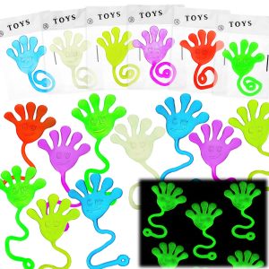 50 PCS Glow Sticky Hands Bulk for Kids, Halloween Goodie Bag Stuffers