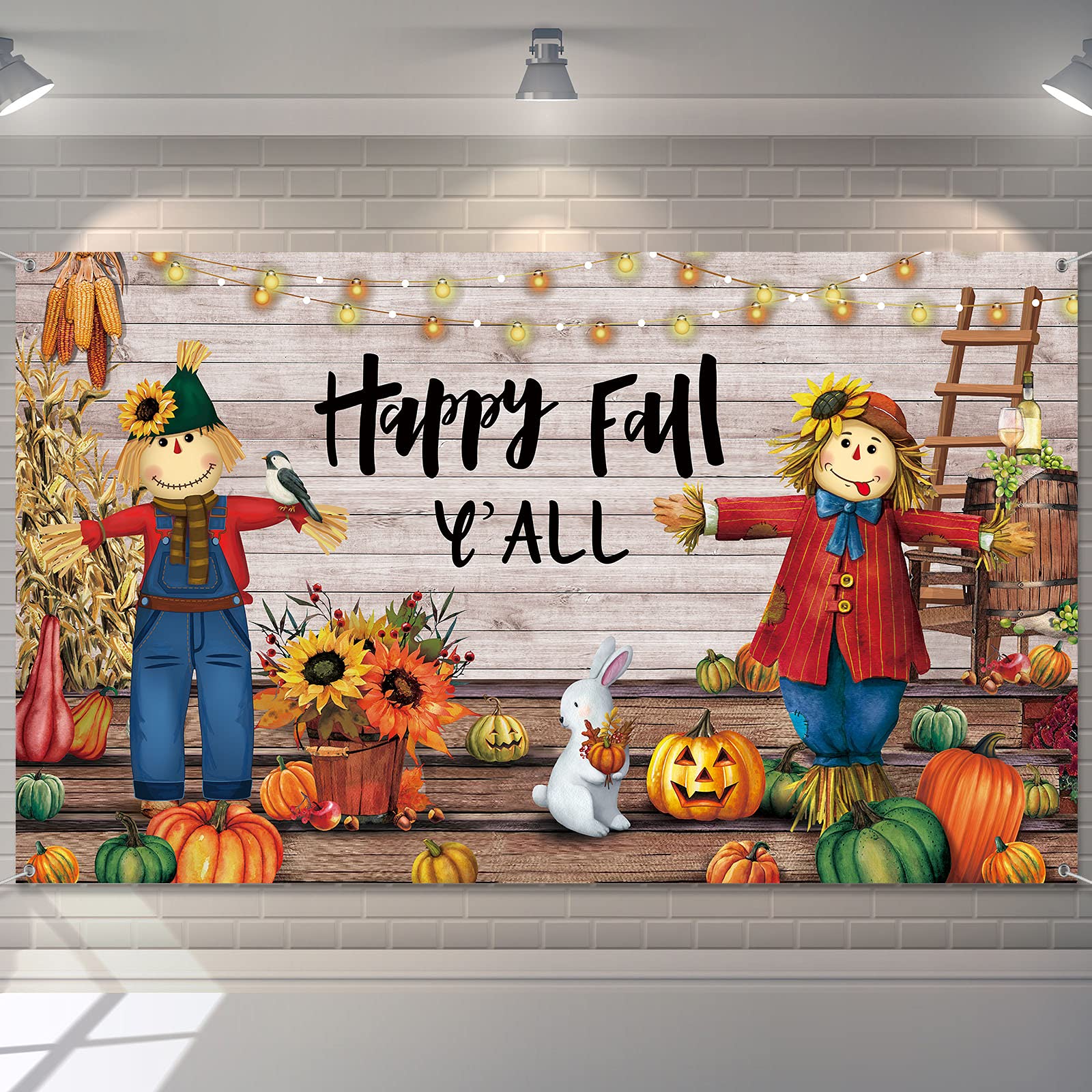 Fall Thanksgiving party Backdrop Extra Large Thanksgiving Decorations Outdoor Yard Banners Fall Thanks Harvest Photography Backdrop Party Supplies for Autumn Decor, 72.8 x 43.3 Inch