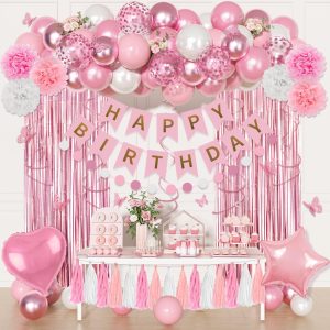 Pink Birthday Party Decorations Women Girls Birthday Party Supplies