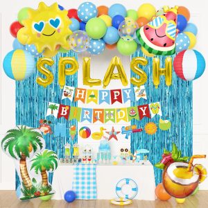 Summer Pool Beach Party Decorations, Splash Birthday Bash Party Supplies