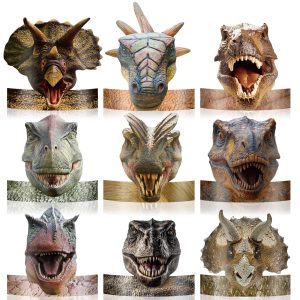 24 Pcs Birthday Party Hats for Kids Paper Headbands, Realistic Dinosaur