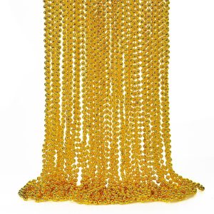 EOBOH 12PCS Mardi Gras Beads, Gold Beaded Necklace Stuff Set, 33" Mardi Gras Christmas Beads Necklace Costume Bulk,…