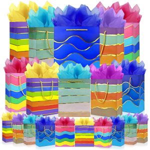 20 Pack Gift Bags Assorted Sizes Gift Bags with Handle and Tissue Paper