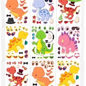24 Pcs Make Your Own Dinosaur Sticker, Party Favors Face Stickers for Kids