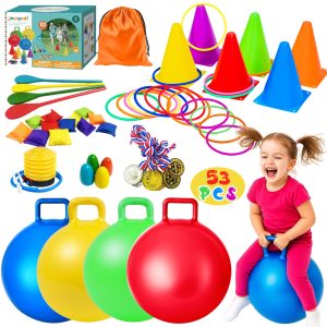 53PCS Carnival Outdoor Games Combo Set for Kids, 18 Inch Hopper Balls