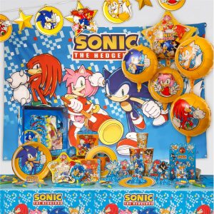 Sonic The Hedgehog Birthday Party Kit - Complete Supplies for 10, Video Game Themed Decorations, Licensed Banner,…