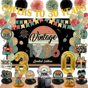 Vintage 47Pcs 30th Birthday Decorations for Men & Women, Pre-Assembled Set.