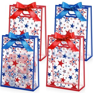 Capoda 24 Pack Patriotic Gift Bags with Handles, 4th of July Goodie Bags