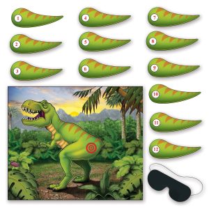 Beistle Pin The Tail On The Dinosaur Game, 18 x 21", Multicolored, Birthday, Children's party, Halloween, Christmas