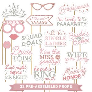 Fully Assembled Bachelorette Photo Booth Props - Set of 32