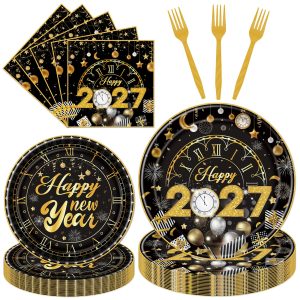 Gameza Happy New Years Eve Party Plates and Napkins Decorations 2027 96PCS