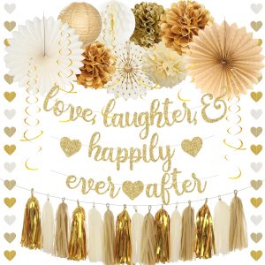 Roetyce Gold Engagement Decorations, Love Laughter & Happily Ever After