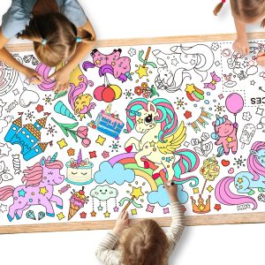 Gatherfun Unicorns Birthday Party Giant Coloring Poster - 31.5X 72 Inches - Versatile Classroom Wall Décor & Unicorns Birthday Decorations-Poster or Table Cover for School Parties and Special Events