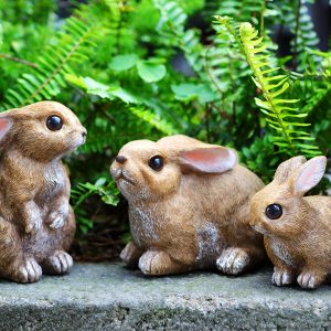 Bunny Decor Set of 3 Resin Easter Garden Statues Outdoor Indoor Home Yard