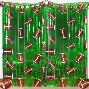 Knitgrip 2 Pack Football Party Decorations 3.3 x 6.6 ft Foil Fringe Curtain