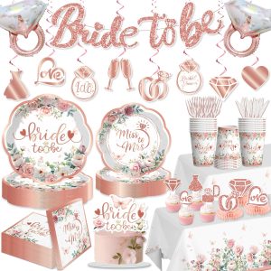 Xynic 191Pcs Bridal Shower Decorations Tableware Set, 25 Serves