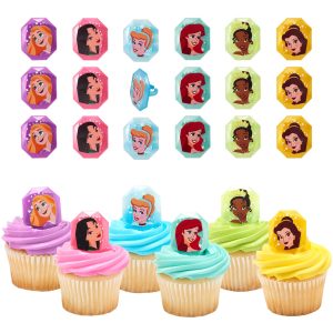 Disney Princess Gemstone Cupcake Decoration Toppers 24 Pack Cake Rings