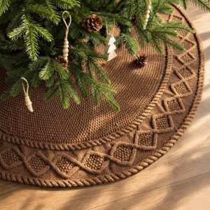 Knit Christmas Tree Skirts, Neutral Tree Skirt, Cozy Christmas Decorations