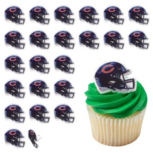 NFL Chicago Bears Football Helmet Cupcake Decoration Toppers | 24 Pack