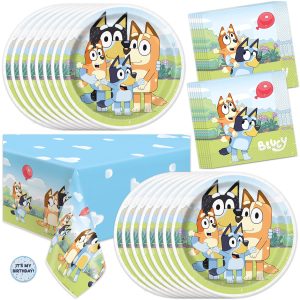 Bluey Birthday Decorations, Party Supplies - Tablecloth, Plates and Napkins