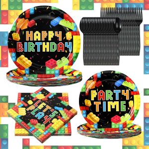 100 Pcs Music Party Supplies Tableware Set for Girls Music Theme Birthday Party Plates Napkins Forks Spoons for Birthday Baby Shower Celebration (Music Style)
