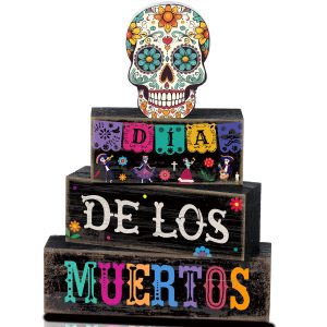 Lineshading 4 Pcs Day Of The Dead Table Decorations Sugar Skull Decor