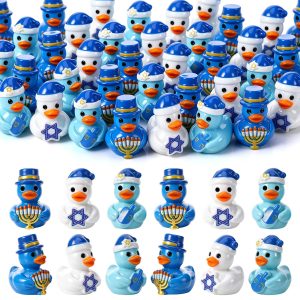 GGSTDDUP 60pcs Hanukkah Mini Resin Ducks, Tiny Ducks Toy Figurines, Novelty Hanukkah Party Favors Gift Decoration (3 Styles)