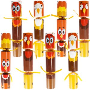 JOYIN 8 Pack Thanksgiving No-Snap Party Favors, Turkey Style Party Games for Fall Holiday, Table Favor Set with Joke Dice & Gifts, Holiday Prizes for Kids & Adults