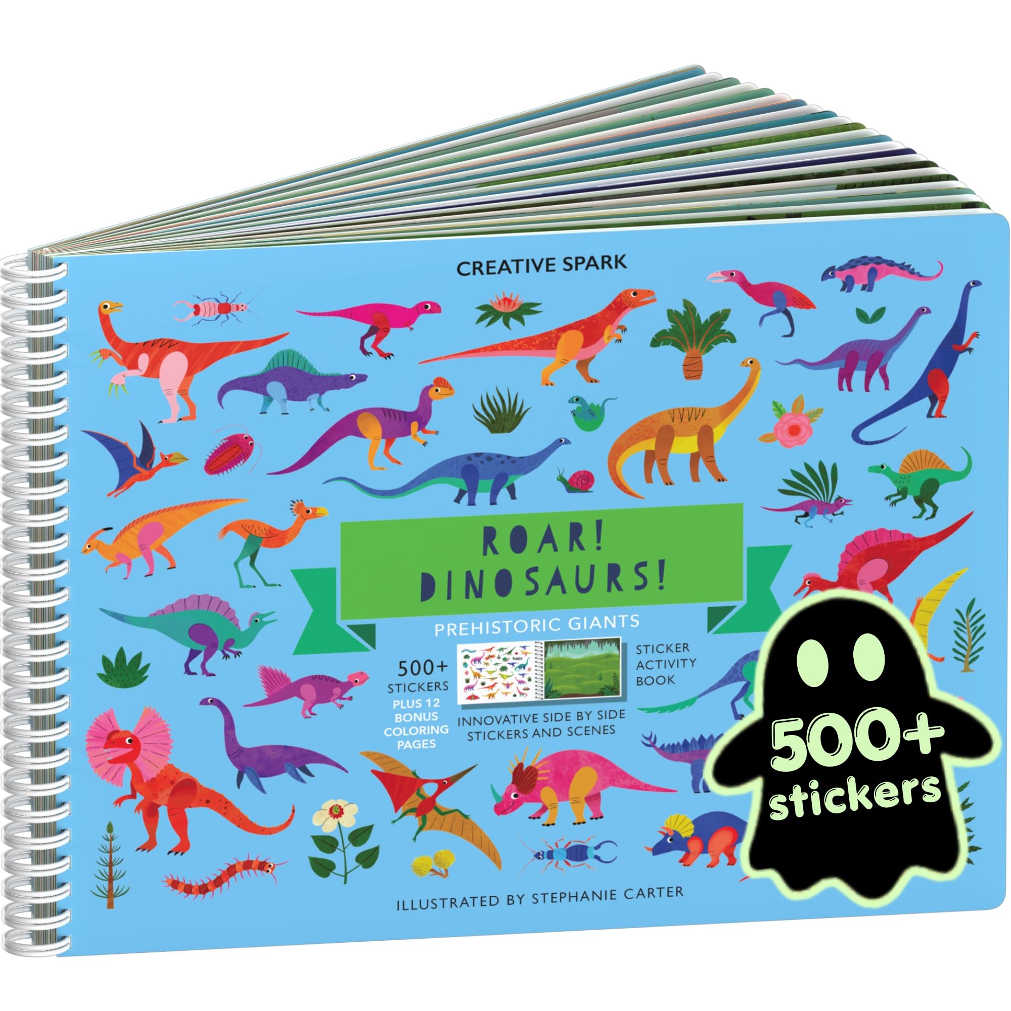 Cupkin Dinosaur Sticker Book + 12 Coloring Pages | 500+ Dinosaur Stickers