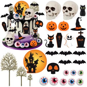 28Pcs Happy Halloween Cake Toppers & Cupcake Toppers for Birthday Party