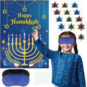 AUGSUN Hanukkah Games Chanukah Game for Kids Adults Hanukkah Decorations Chanukah Activities Pin The Star On The Menorah Hanukkahs Party Games Chanukah Party Favors Supplies Decorations