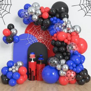 Amandir 153pcs Black Red Blue Balloon Arch Garland Kit Different Sizes