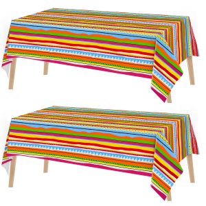 Kochorie 2 Pieces Mexican Party Tablecloth Plastic Cinco De Mayo Tablecloth Disposable Rectangle Tablecloths for Mexican Themed Birthday Party Decorations Supplies