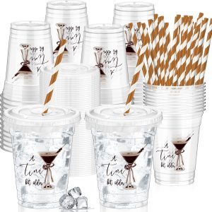 Domensi 50 Pcs a Tini Bit Older Birthday Cups, 12 oz Clear Plastic Cups