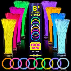 YixangDD 1000 Pcs 8 Inch Glow Sticks Bulk Party Pack with Connectors