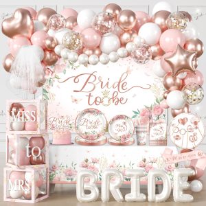 Cocomigo 295pcs Bride to Be Decorations for Bridal Shower, Serves 20