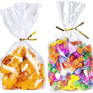 PigPotParty Cellophane Treat Bags 6x9 Inch, 50 Pack, Clear Goodie Bags
