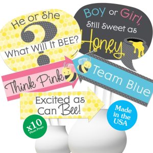 Funny What Will It Bee - Gender Reveal Party Photo Booth Prop Kit -10pc