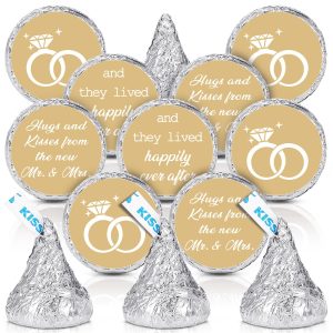 Laumoi 1000 Pcs Hugs and Kisses Wedding Stickers, Classic, Gold